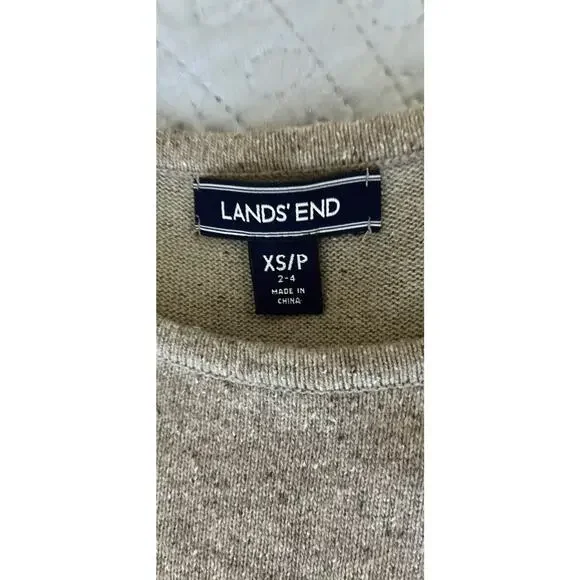 Lands End Sz XS ( 2-4) Brown Heathered wool silk blend 3/4 length slv maxi dress - Picture 6 of 10